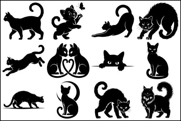 Download Black Cat Silhouette SVG Bundle - Silhouette svg Collection