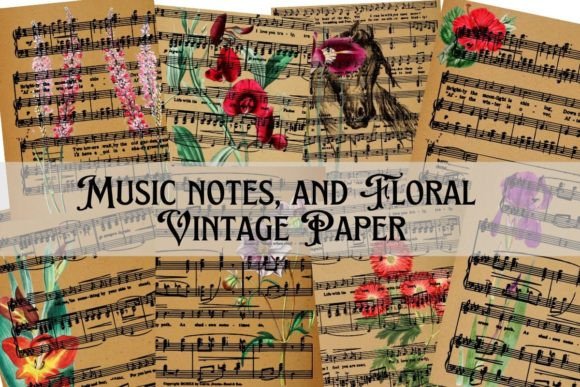 Download Music Notes, and Floral Vintage Paper. - Vintage paper Collection